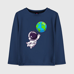 Лонгслив хлопковый детский Прикосновение планеты, цвет: тёмно-синий
