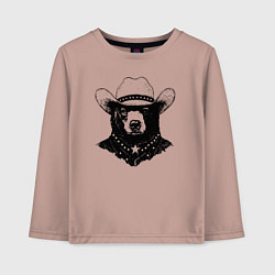 Лонгслив хлопковый детский Медведь ковбой на диком западе, цвет: пыльно-розовый