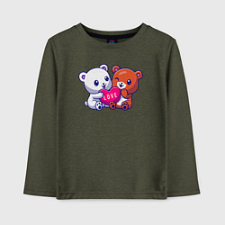 Лонгслив хлопковый детский Teddy love, цвет: меланж-хаки