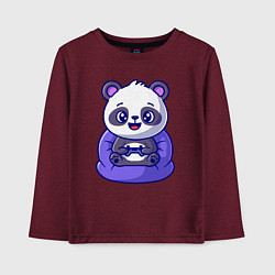 Лонгслив хлопковый детский Панда игроман, цвет: меланж-бордовый