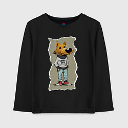 Лонгслив хлопковый детский Чилловый пацык, цвет: черный