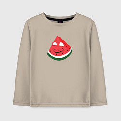 Лонгслив хлопковый детский Арбуз вынужден улыбаться - мем, цвет: миндальный