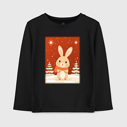 Лонгслив хлопковый детский Снежный милый кролик, цвет: черный