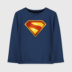 Лонгслив хлопковый детский Супермен Джеймса Ганна лого, цвет: тёмно-синий