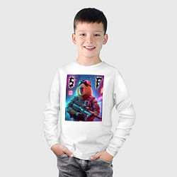 Лонгслив хлопковый детский Capybara soldier - special forces, цвет: белый — фото 2