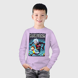 Лонгслив хлопковый детский Веном вселился в Рика - нейрошутка, цвет: лаванда — фото 2