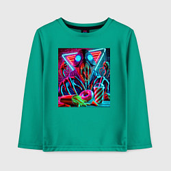 Лонгслив хлопковый детский Последствие употребления фастфуда, цвет: зеленый