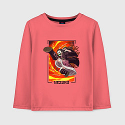 Лонгслив хлопковый детский Клинок рассекающий демонов - удар Незуко Камадо, цвет: коралловый