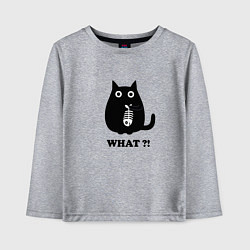 Лонгслив хлопковый детский Кот и скелет рыбы, цвет: меланж