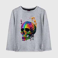 Лонгслив хлопковый детский Череп в краске, цвет: меланж