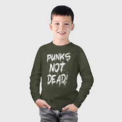 Лонгслив хлопковый детский Punk not dead, цвет: меланж-хаки — фото 2