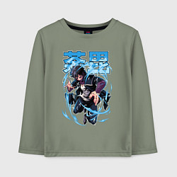 Лонгслив хлопковый детский Моя геройская академия Даби синее пламя, цвет: авокадо