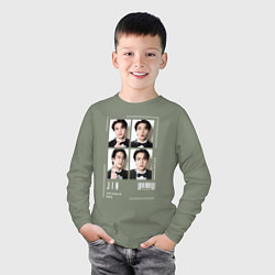 Лонгслив хлопковый детский Jin bts 4cut, цвет: авокадо — фото 2