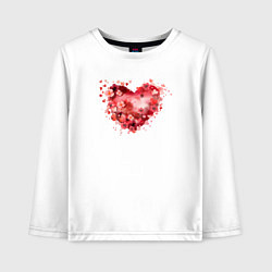Лонгслив хлопковый детский Цветы и сердечки, цвет: белый