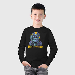 Лонгслив хлопковый детский Monkey space soldier, цвет: черный — фото 2