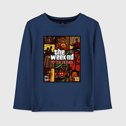 Лонгслив хлопковый детский The weeknd постер гта, цвет: тёмно-синий