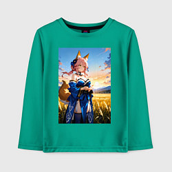 Лонгслив хлопковый детский Tamamo no Mae Fate Grand Order, цвет: зеленый