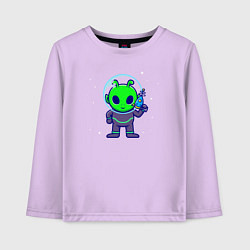 Лонгслив хлопковый детский Пришелец с бластером, цвет: лаванда