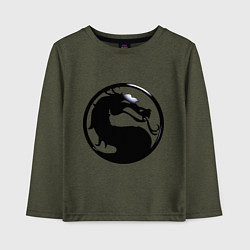 Лонгслив хлопковый детский Смертельная битва - логотип, цвет: меланж-хаки