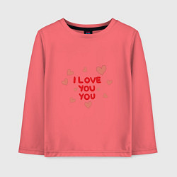 Лонгслив хлопковый детский I love, цвет: коралловый