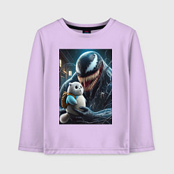 Лонгслив хлопковый детский Venom and funny kitten with backpack, цвет: лаванда