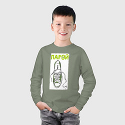 Лонгслив хлопковый детский Пара для ходьбы, цвет: авокадо — фото 2