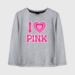Лонгслив хлопковый детский Люблю розовый, цвет: меланж
