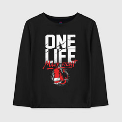 Лонгслив хлопковый детский One life many fight, цвет: черный