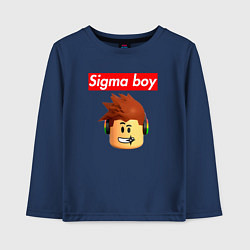 Лонгслив хлопковый детский Sigma boy roblox head - мем Роблокс Сигма бой, цвет: тёмно-синий