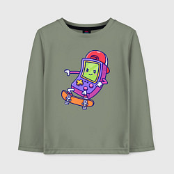 Лонгслив хлопковый детский Тетрис на скейте, цвет: авокадо