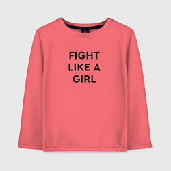 Лонгслив хлопковый детский Fight like a girl, цвет: коралловый