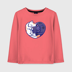 Лонгслив хлопковый детский Сердечные котики, цвет: коралловый