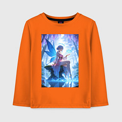 Лонгслив хлопковый детский Прекрасная фея посреди лесного пруда, цвет: оранжевый