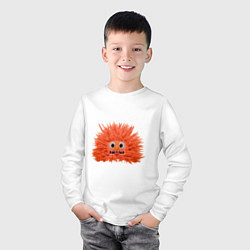 Лонгслив хлопковый детский Fluffy monster orange, цвет: белый — фото 2