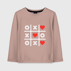 Лонгслив хлопковый детский Крестики нолики, цвет: пыльно-розовый