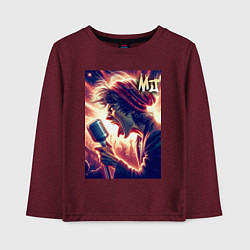 Лонгслив хлопковый детский Mick Jagger is vocalist of the Rolling Stones, цвет: меланж-бордовый