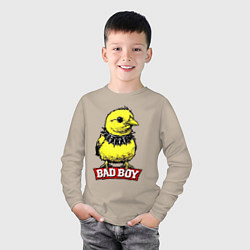 Лонгслив хлопковый детский Bad boy chicken, цвет: миндальный — фото 2