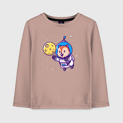 Лонгслив хлопковый детский Белочка в космосе, цвет: пыльно-розовый