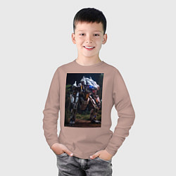 Лонгслив хлопковый детский Робот в стиле Horizon, цвет: пыльно-розовый — фото 2