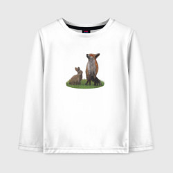 Лонгслив хлопковый детский Лиса и заяц, цвет: белый