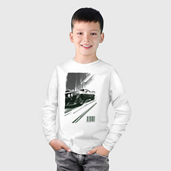 Лонгслив хлопковый детский Гоночный спорткар, цвет: белый — фото 2