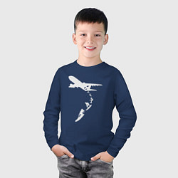 Лонгслив хлопковый детский Plane surfer, цвет: тёмно-синий — фото 2