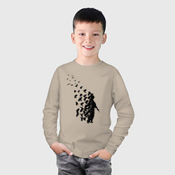 Лонгслив хлопковый детский Птицы мира, цвет: миндальный — фото 2