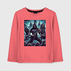 Лонгслив хлопковый детский Metallica - thrash metal, цвет: коралловый
