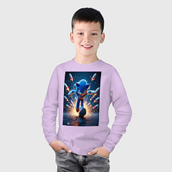 Лонгслив хлопковый детский Соник убегает от ракет, цвет: лаванда — фото 2