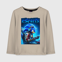 Лонгслив хлопковый детский Hedgehog Sonic is esports player - neon glow, цвет: миндальный