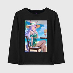 Лонгслив хлопковый детский Девушка-пони кушает мороженое, цвет: черный