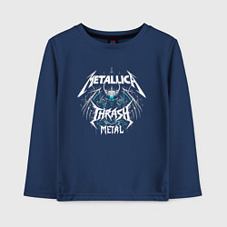 Лонгслив хлопковый детский Metallica - thrash metal rock, цвет: тёмно-синий