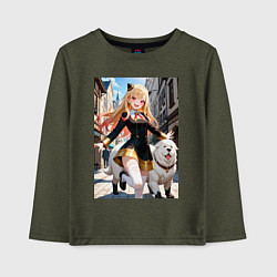 Лонгслив хлопковый детский Марин Китагава косплей Ани Форджер, цвет: меланж-хаки