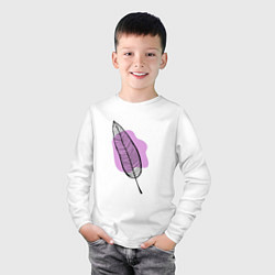 Лонгслив хлопковый детский Контуры листа на сливовом, цвет: белый — фото 2